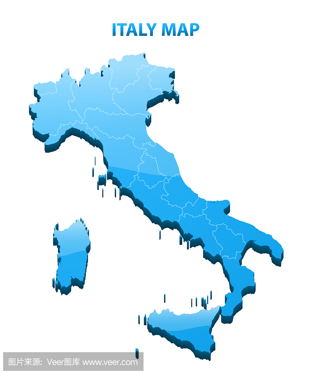高度详细的意大利三维地图