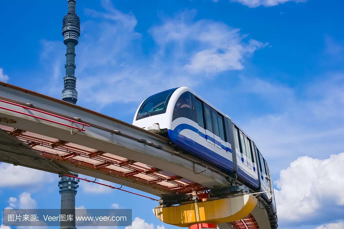 莫斯科市容。电视塔,单轨火车,俄罗斯