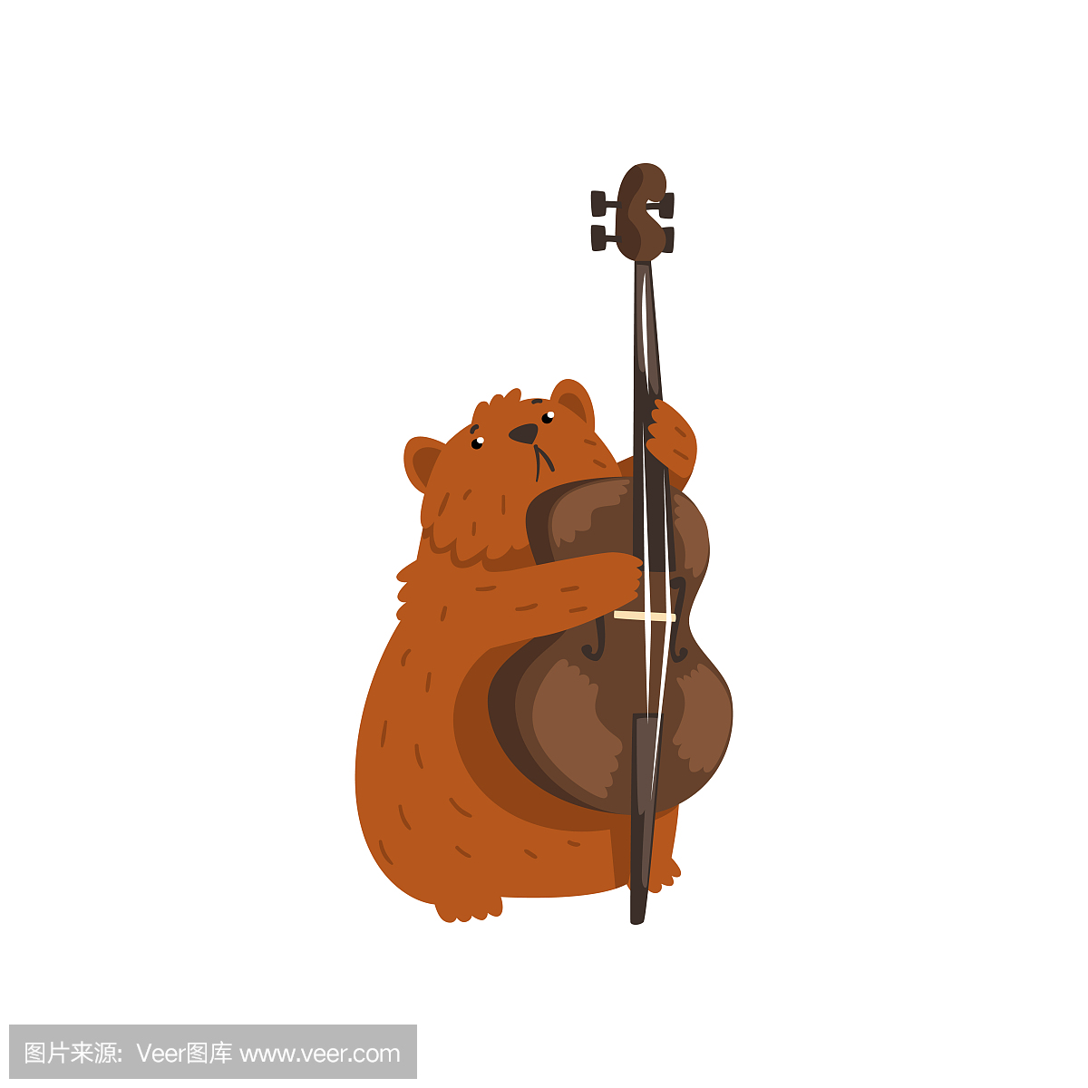 可爱的仓鼠玩大提琴,卡通动物人物与乐器矢量