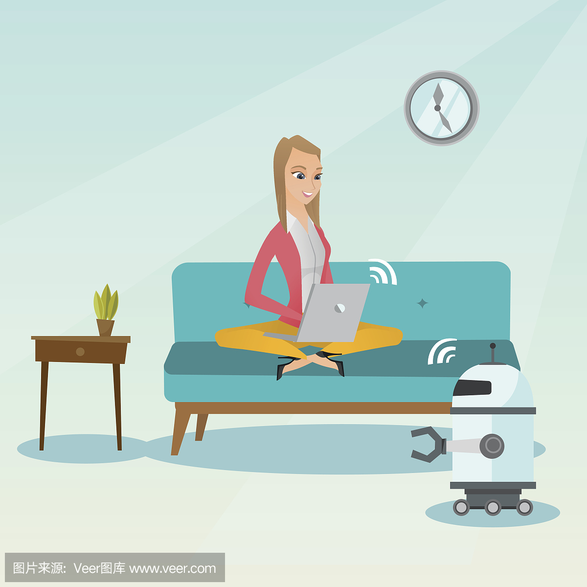 年轻的白人工程师编程机器人