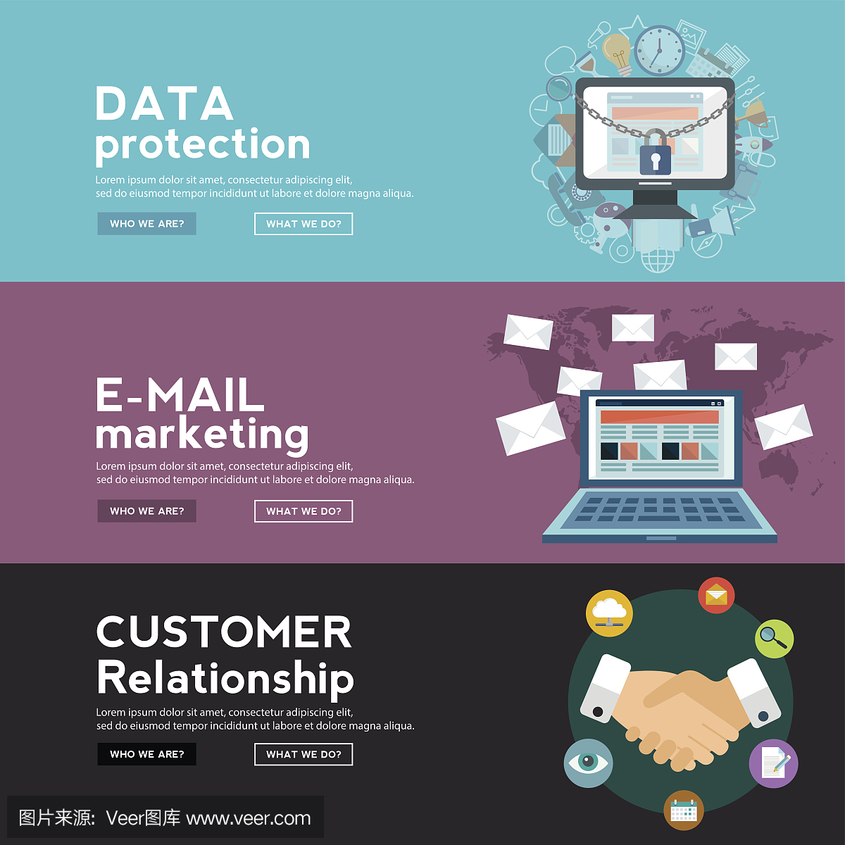 数据保护,电子邮件营销和客户关系。网络横幅