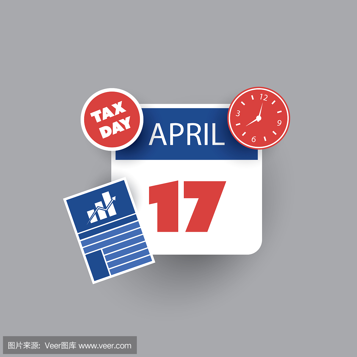 美国税收日图标 - 日历设计模板2018年