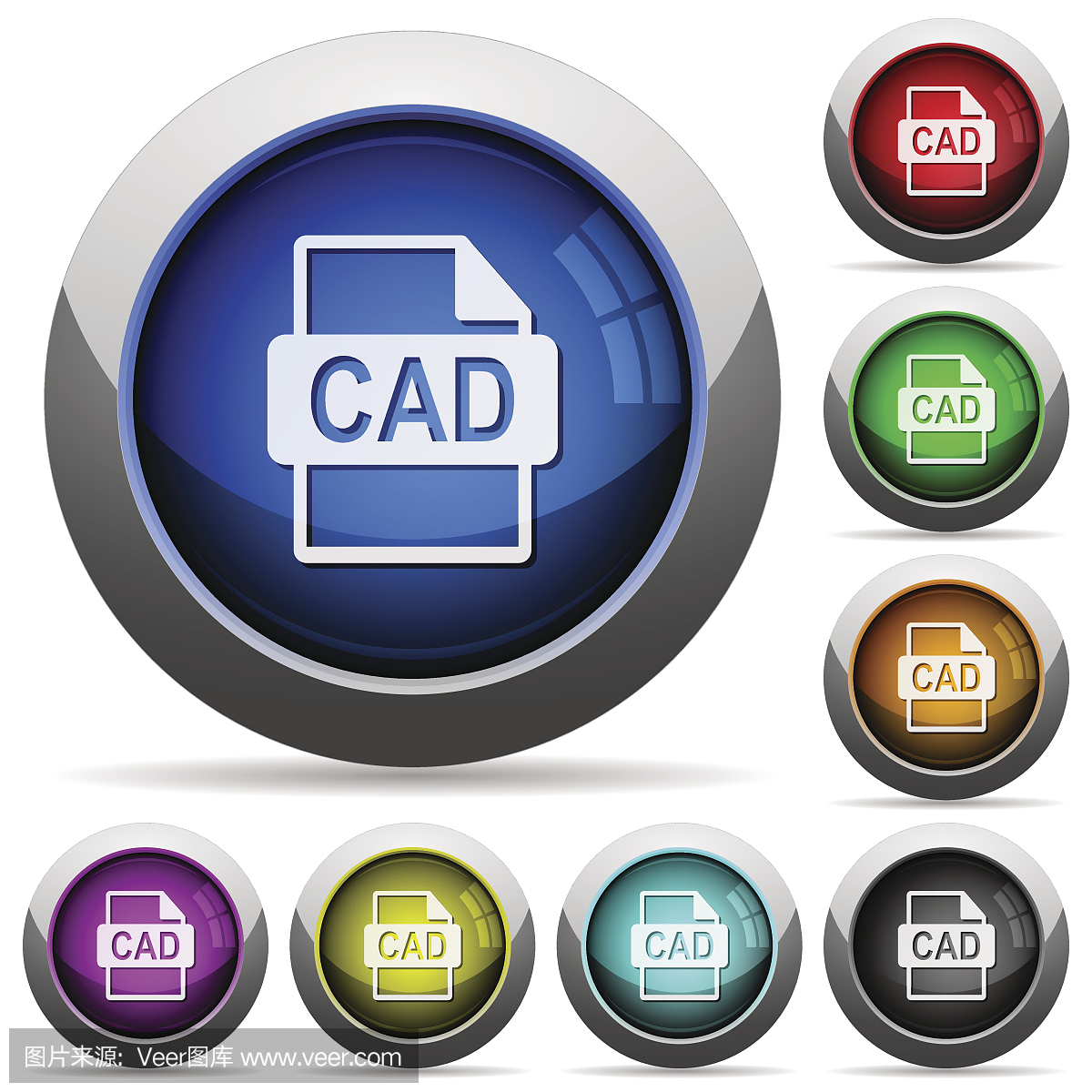CAD file format round glossy buttons