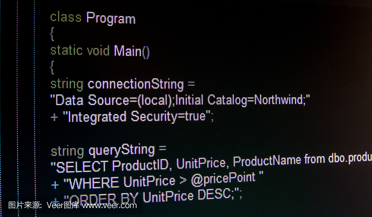 黑色LCD屏幕上的C语言代码