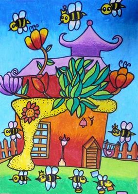 儿童画小蜜蜂采蜜_六一儿童网-73kb