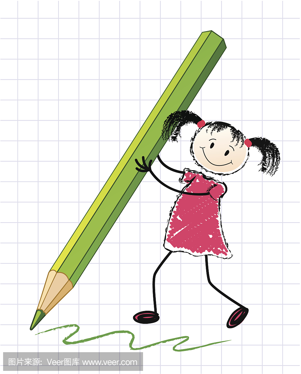 一个铅笔的小女孩。