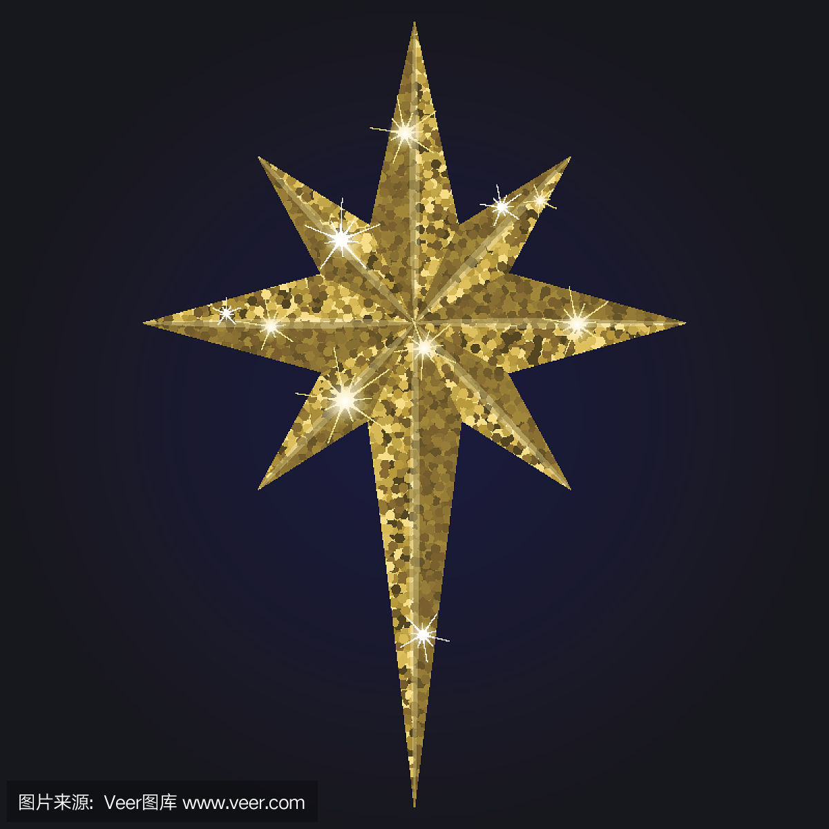 伯利恒孤立在白色背景上的圣诞节金色明星
