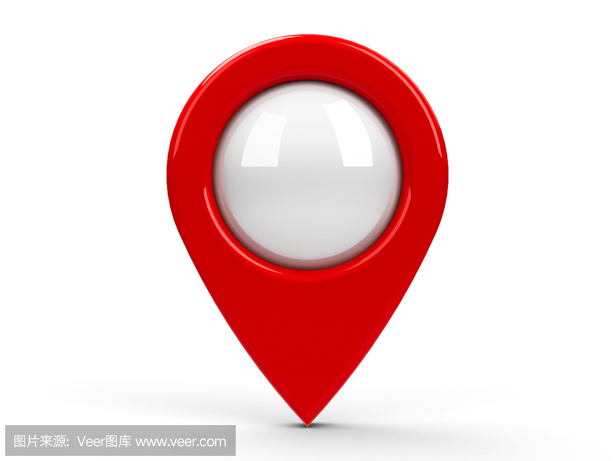 孤立在白色背景上的一个大的红色地图指针