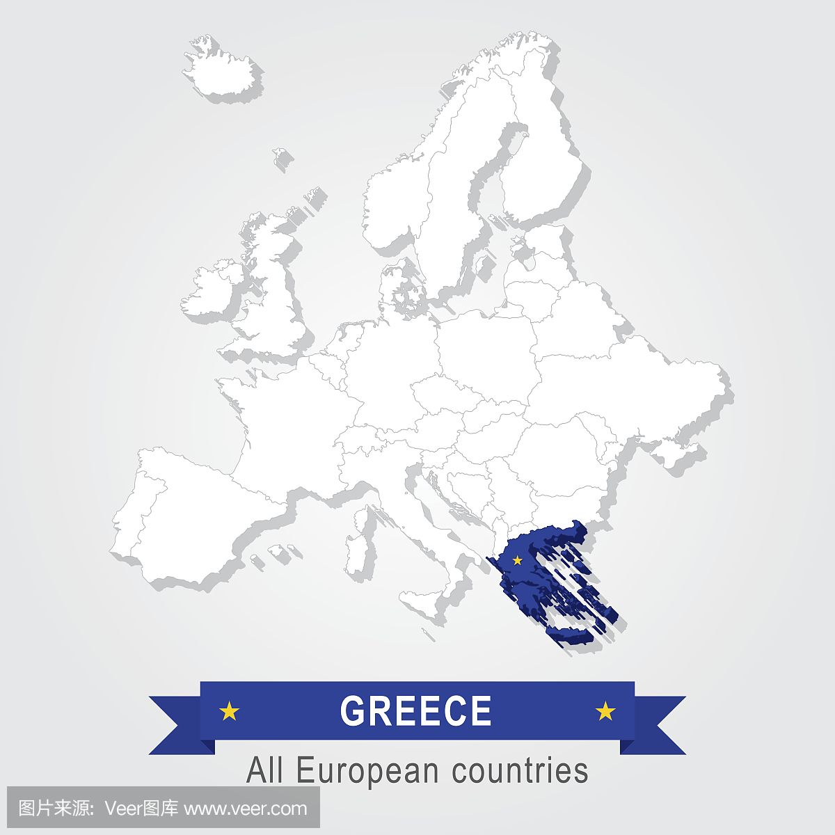 希腊。欧洲行政图。