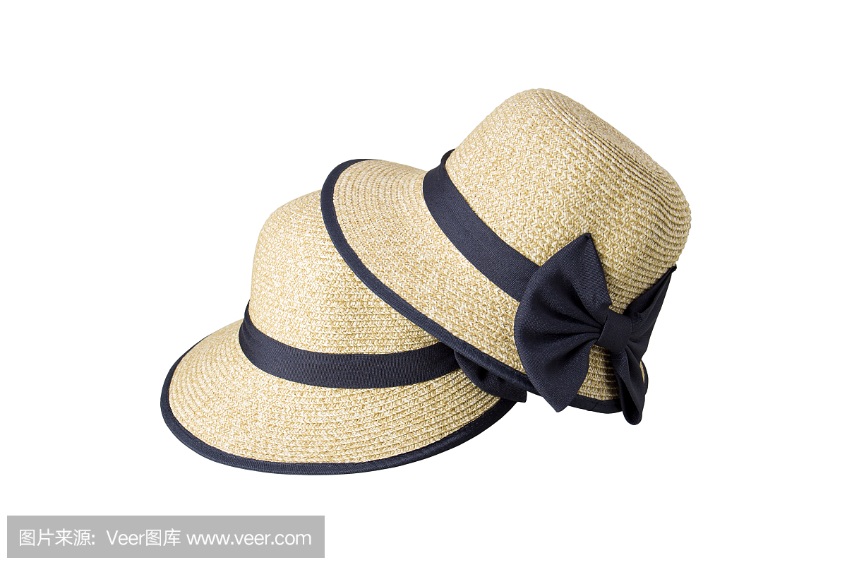 用黑丝布装饰的织帽子用丝带。