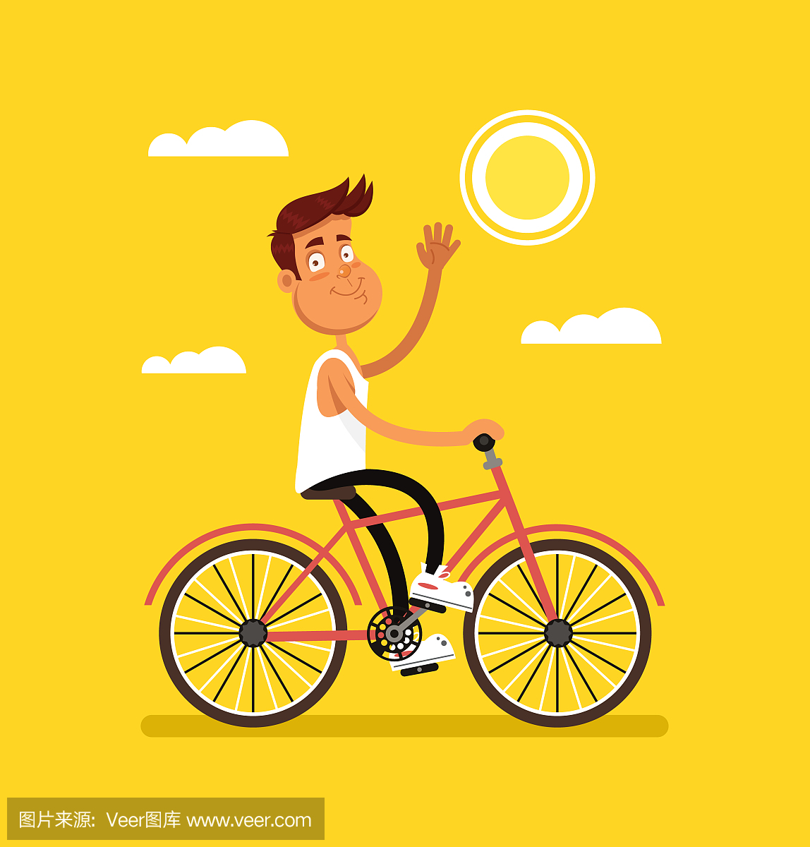 快乐的男人微笑着骑自行车骑单车骑自行车的人