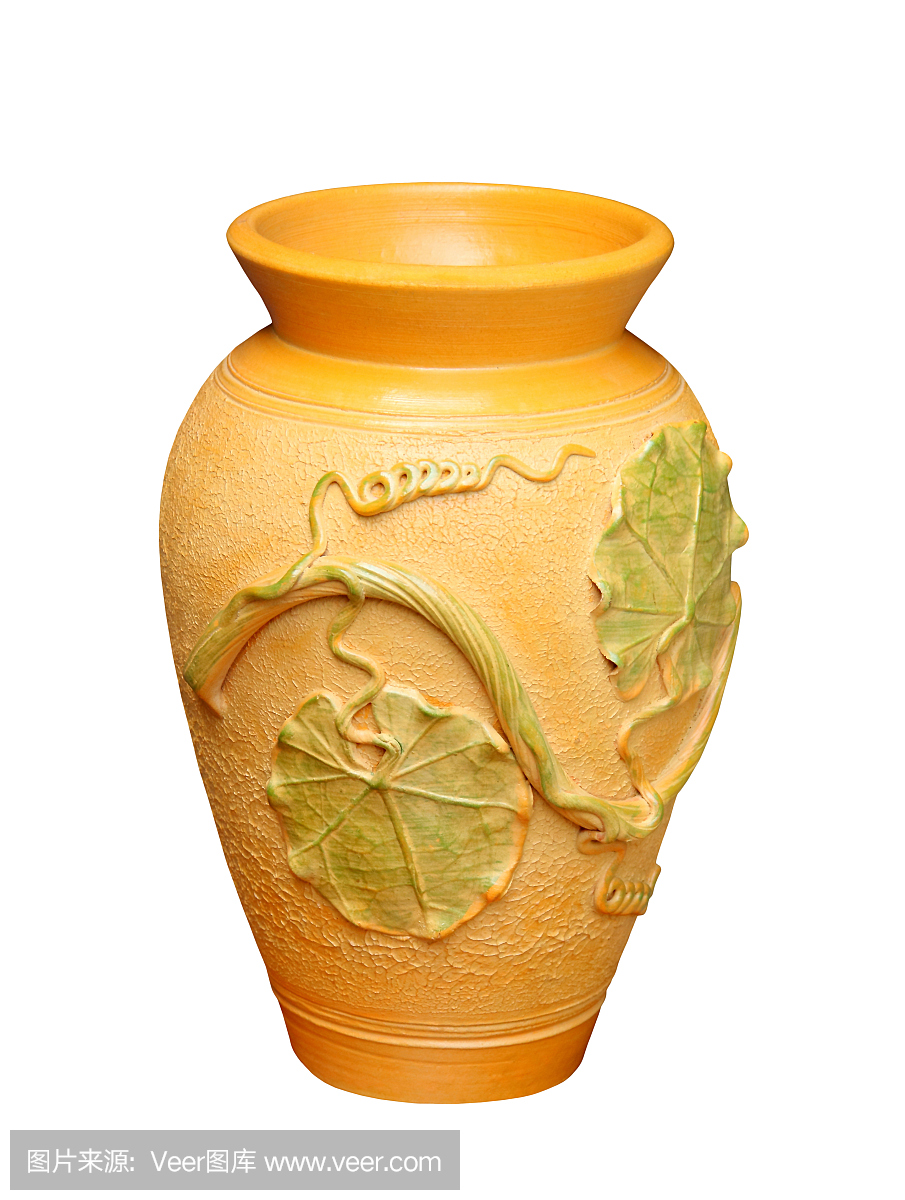 在泰国寺庙的公共花瓶被隔绝在白色背景