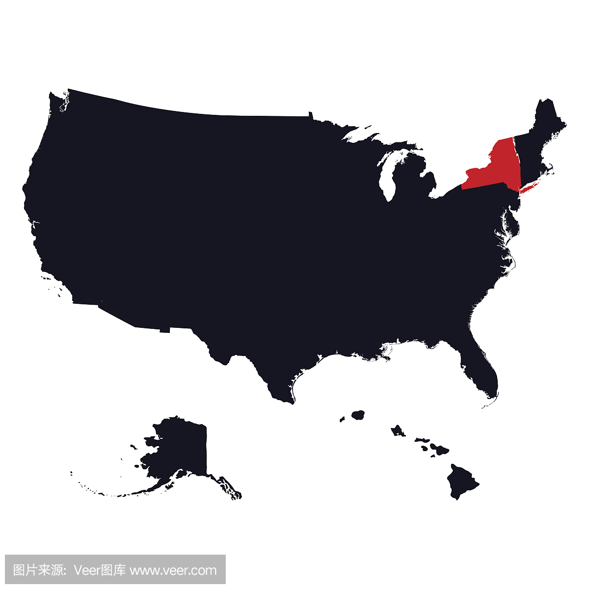 纽约州在美国地图