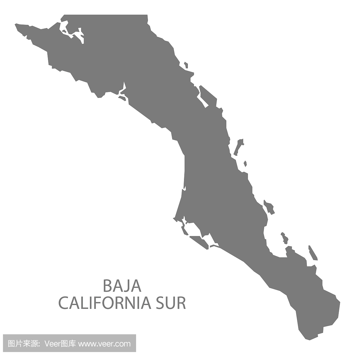 下加利福尼亚州墨西哥地图灰色