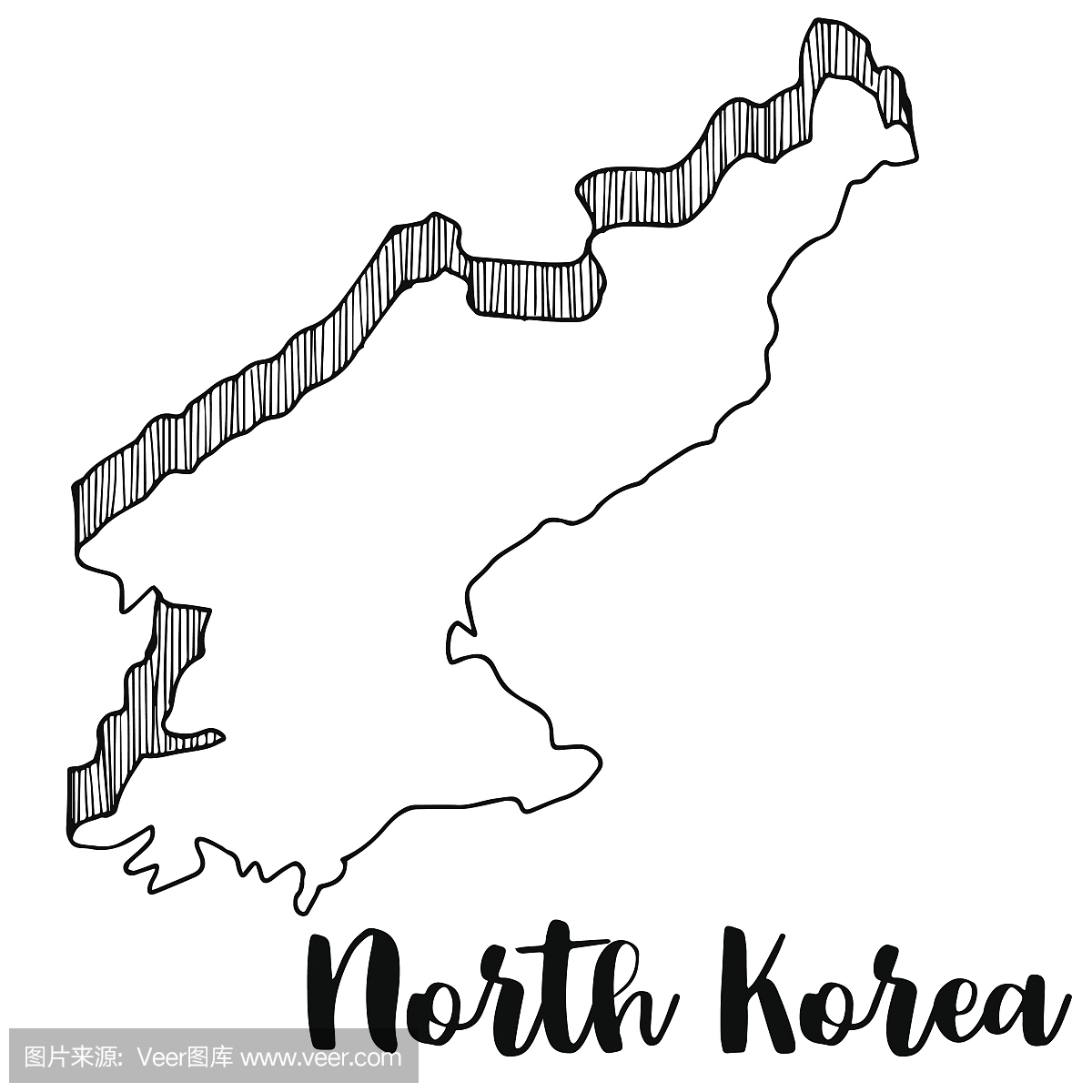 手绘北朝鲜地图,矢量图,矢量图