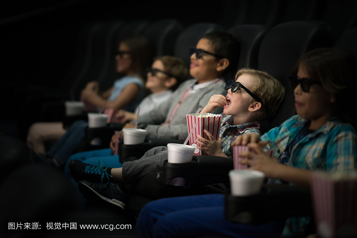 Cinema, Entertainment And People Concept - Happy Friends Watching Movie ...
