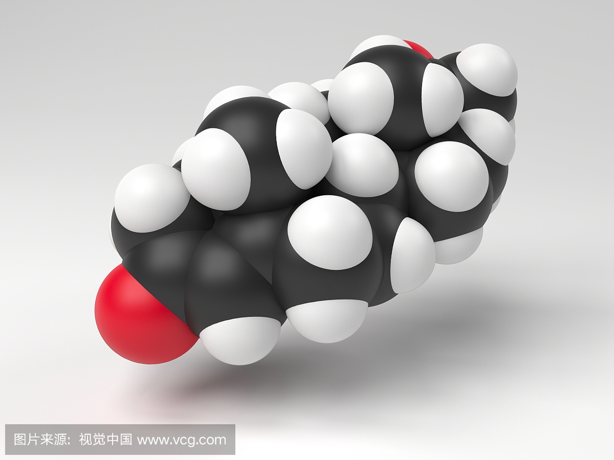 孕激素分子。显示激素孕酮分子结构的计算机模