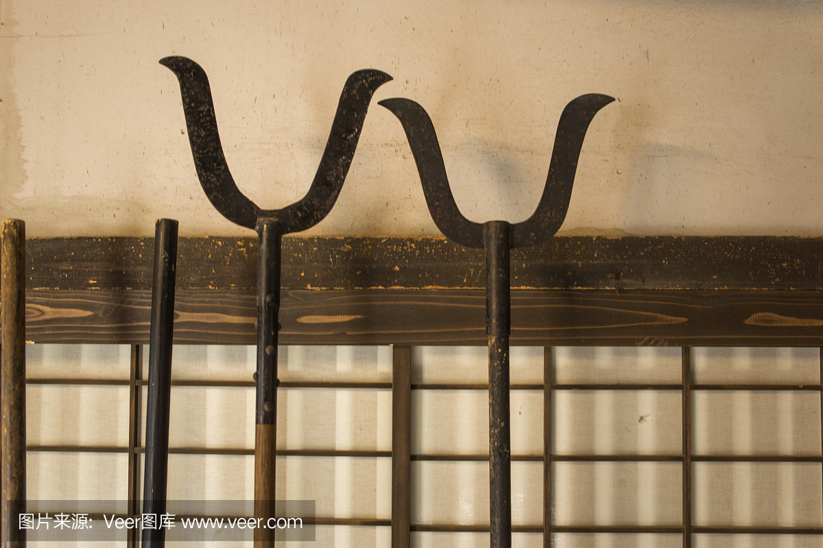 传统的旧武士武器在京都工作室在京都日本