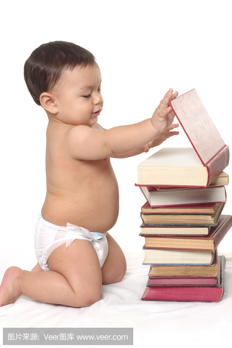 婴儿和书籍10个月大