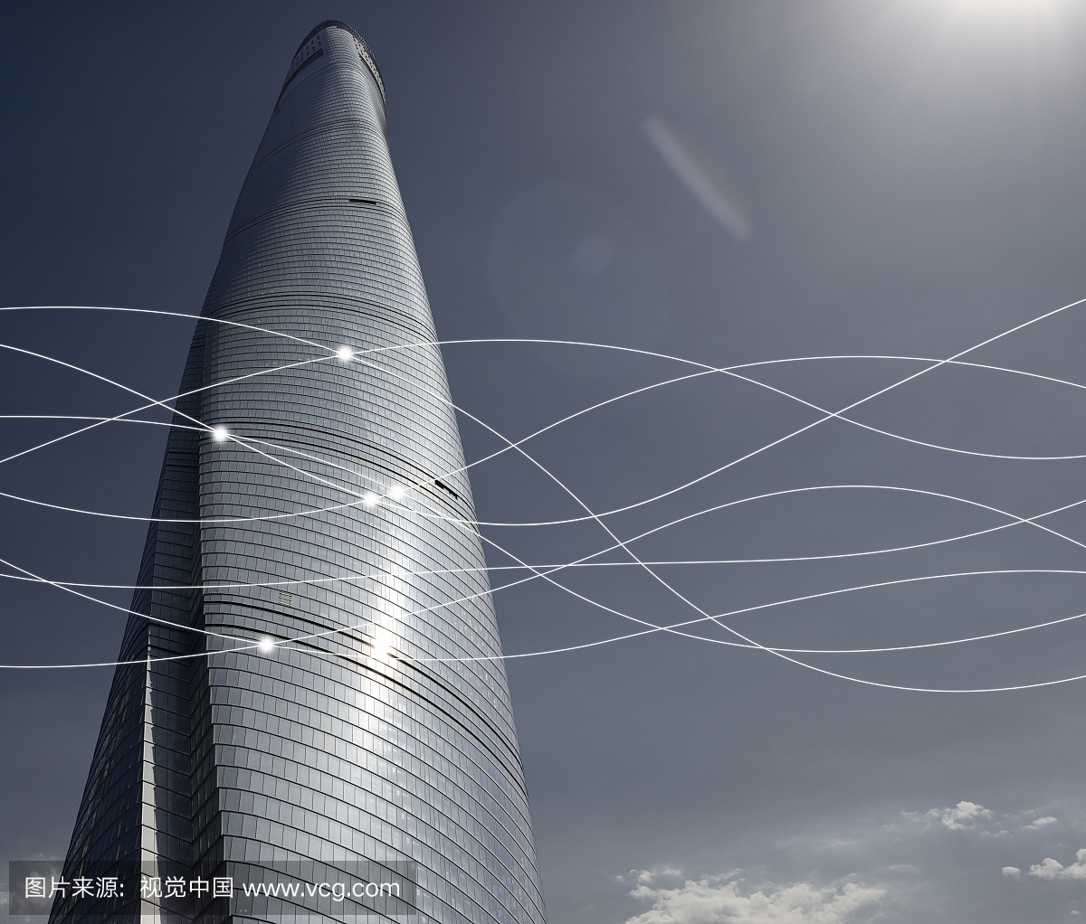 上海最高建筑上海中心大厦科技互联概念
