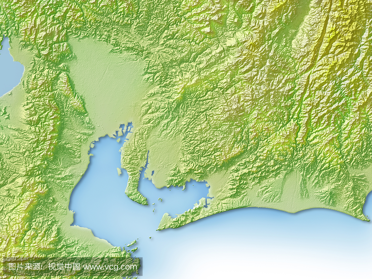 Digitally Generated Map of Aichi Prefecture, Japan