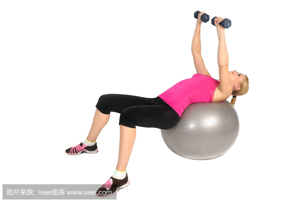 哑铃胸部飞行稳定健身球运动