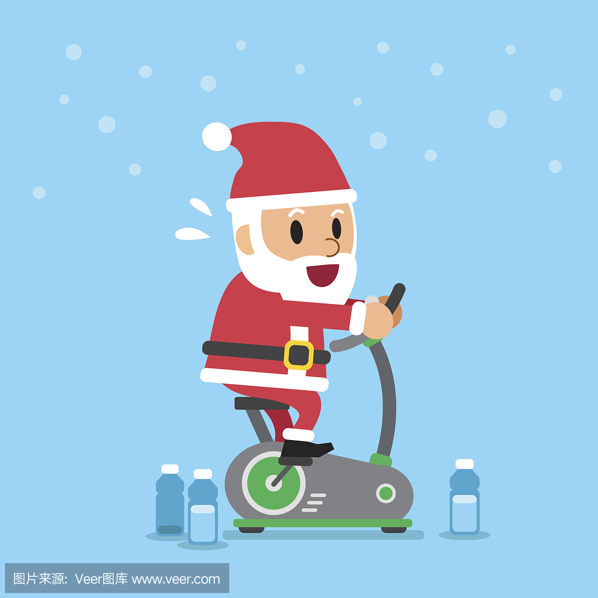 卡通圣诞老人骑骑自行车