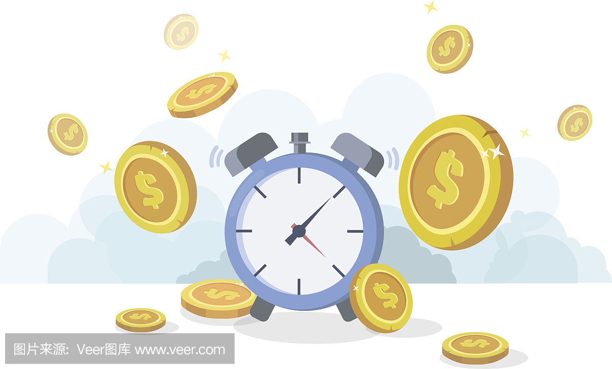 时间就是金钱的概念。财务投资,收入增加,预算