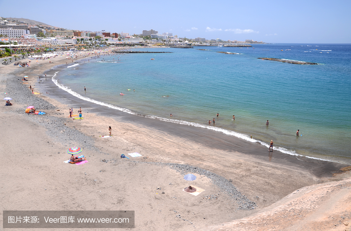 美丽的Playa de Fanabe在西班牙特内里费岛的