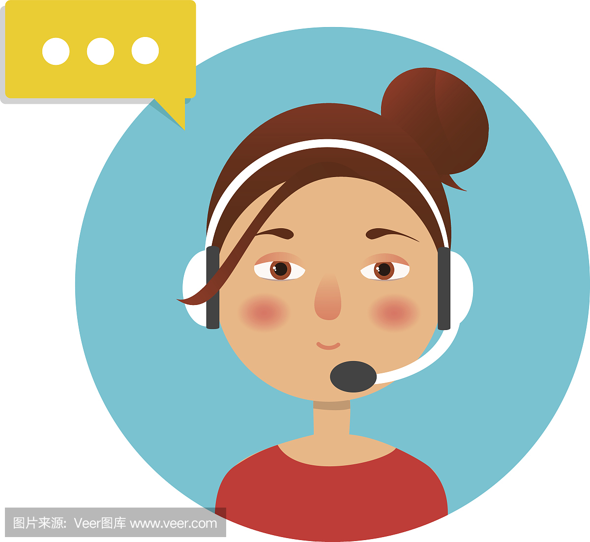 客户服务和沟通理念。向量。带耳机的呼叫中心