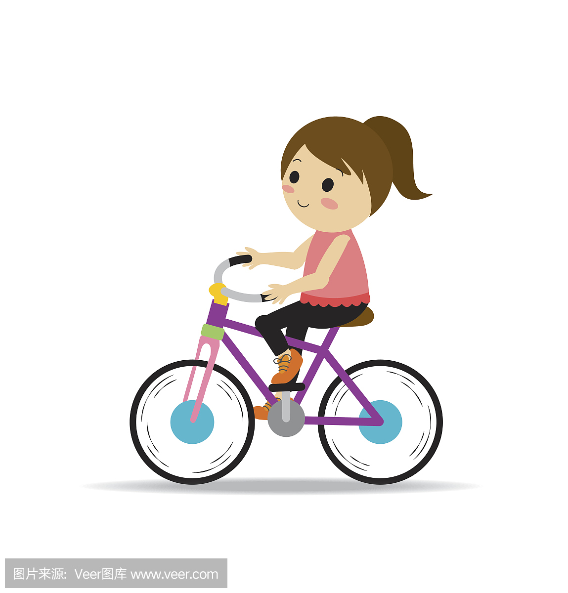 矢量的女孩骑自行车运动