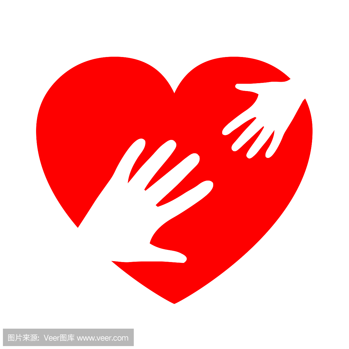 两只手在心脏,慈善机构图标,组织的志愿者,家庭