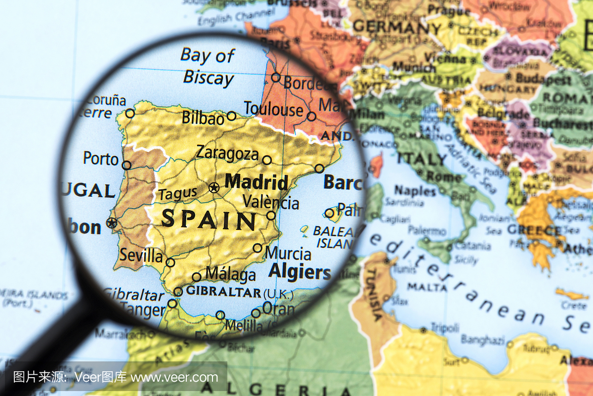 西班牙和葡萄牙地图