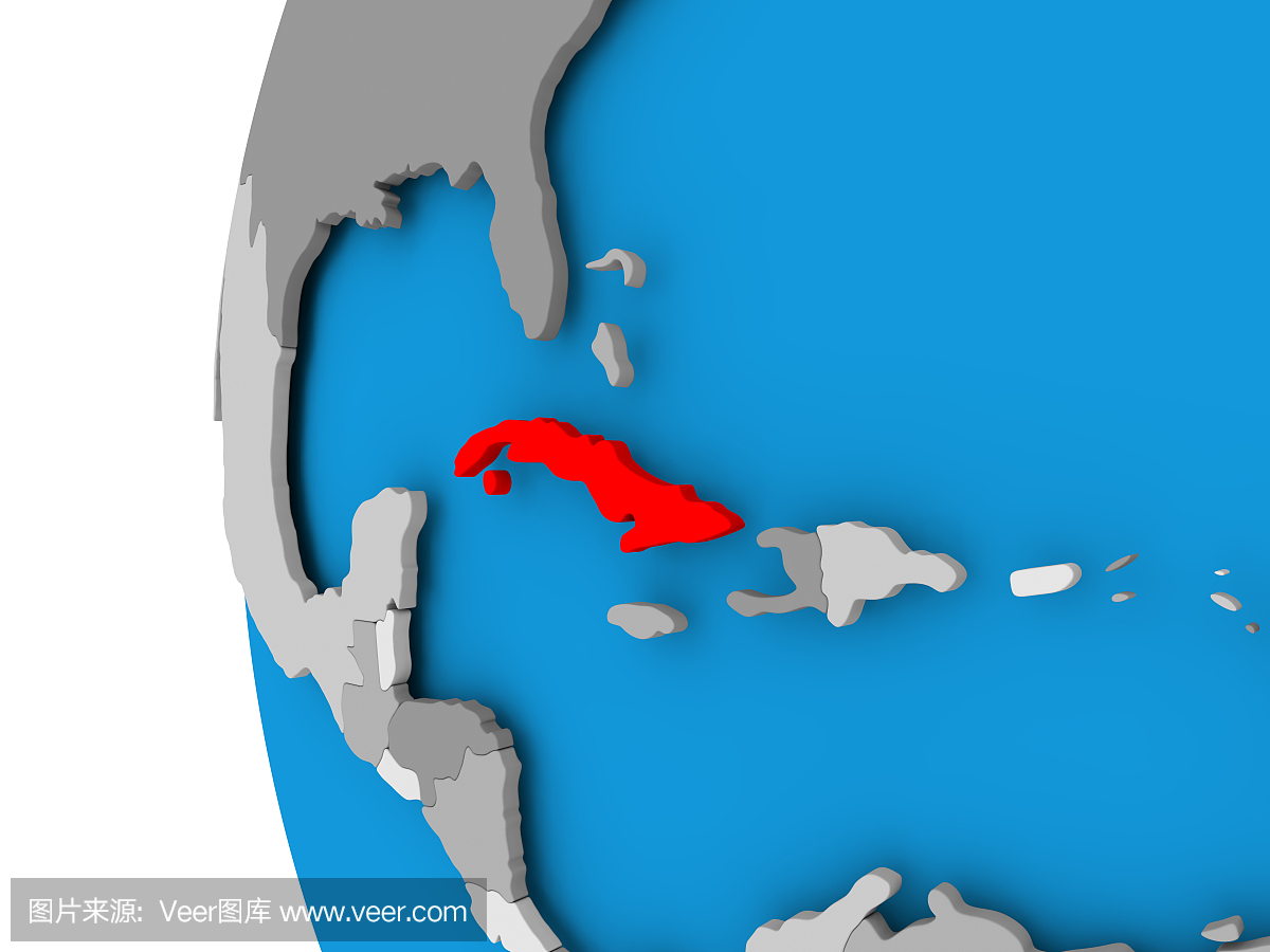 政治地球上的古巴地图
