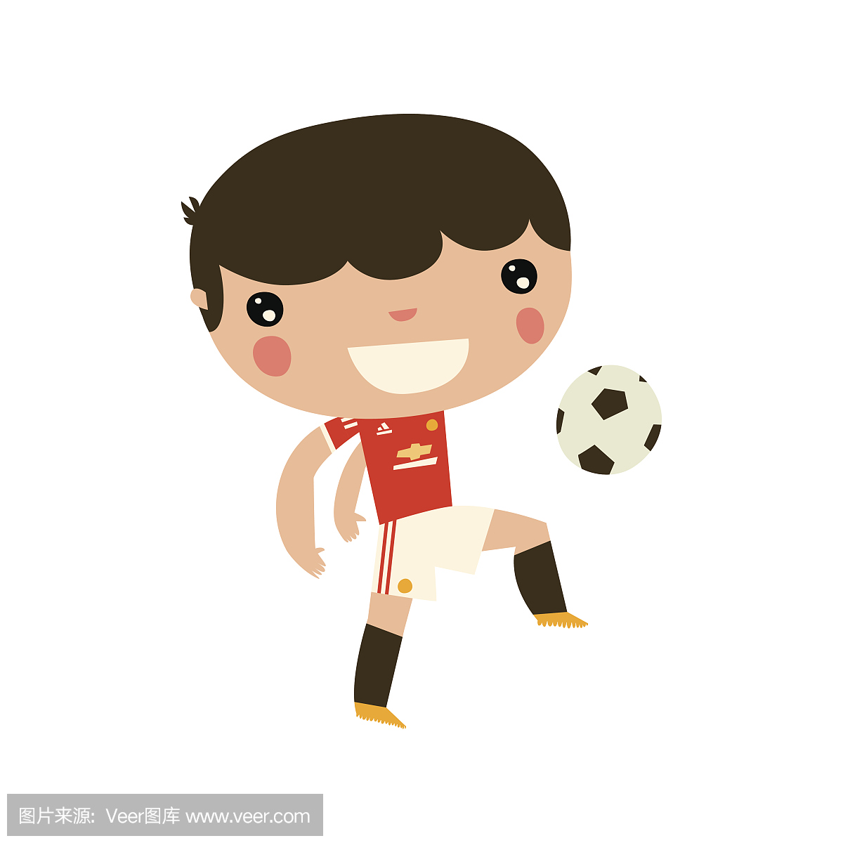足球运动员男孩。英文套装颜色