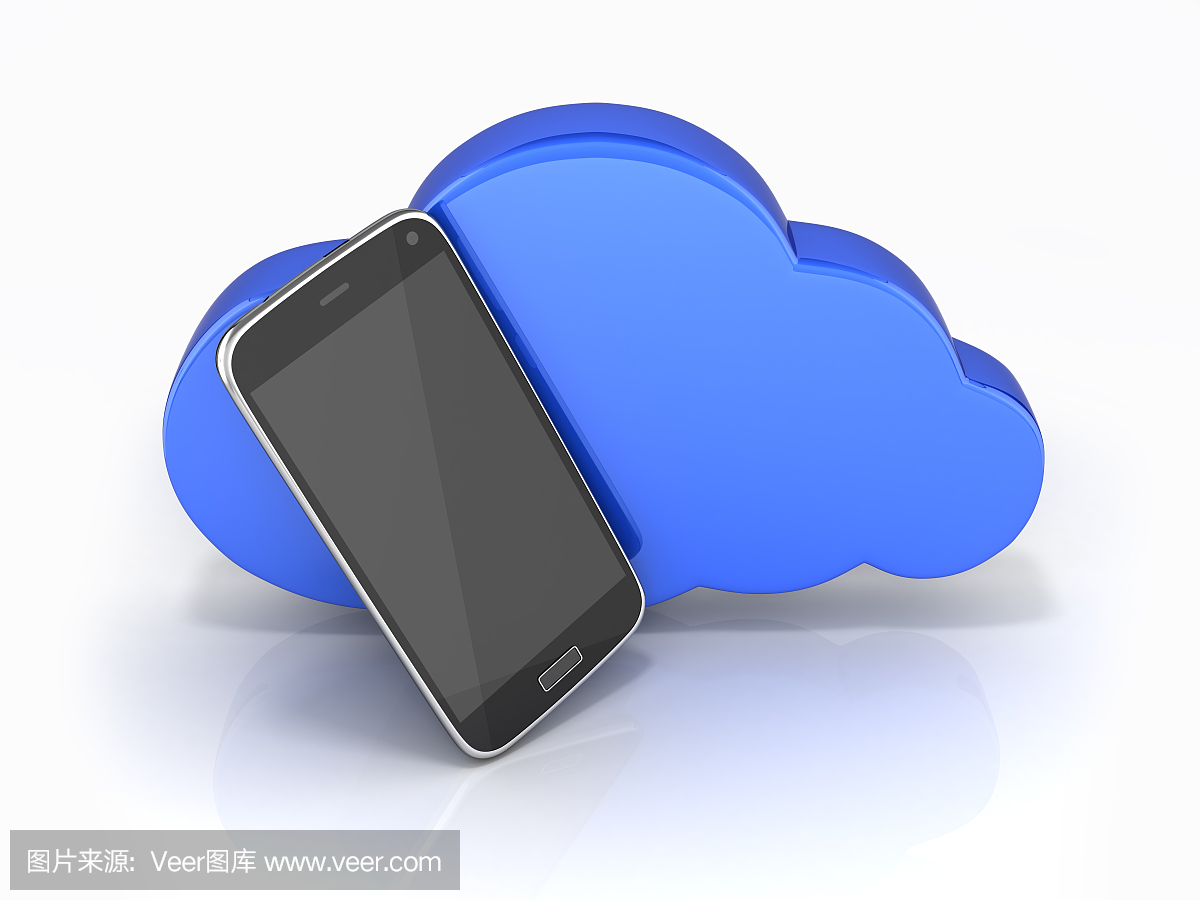 云存储的概念云存储应用程序在白色背景上的智