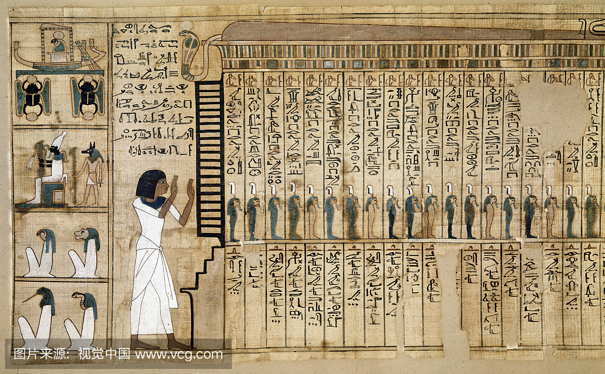 埃及古物。从死者之书Nebqed的细节,代表死