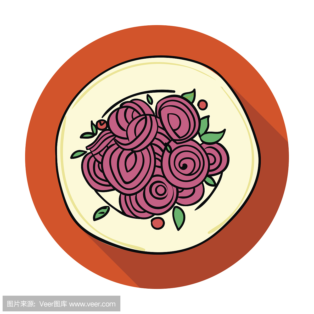 意大利面条意大利面图标在白色背景上孤立的平