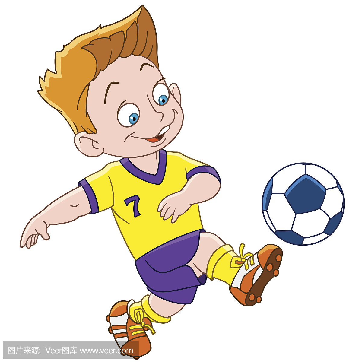 卡通男孩足球运动员