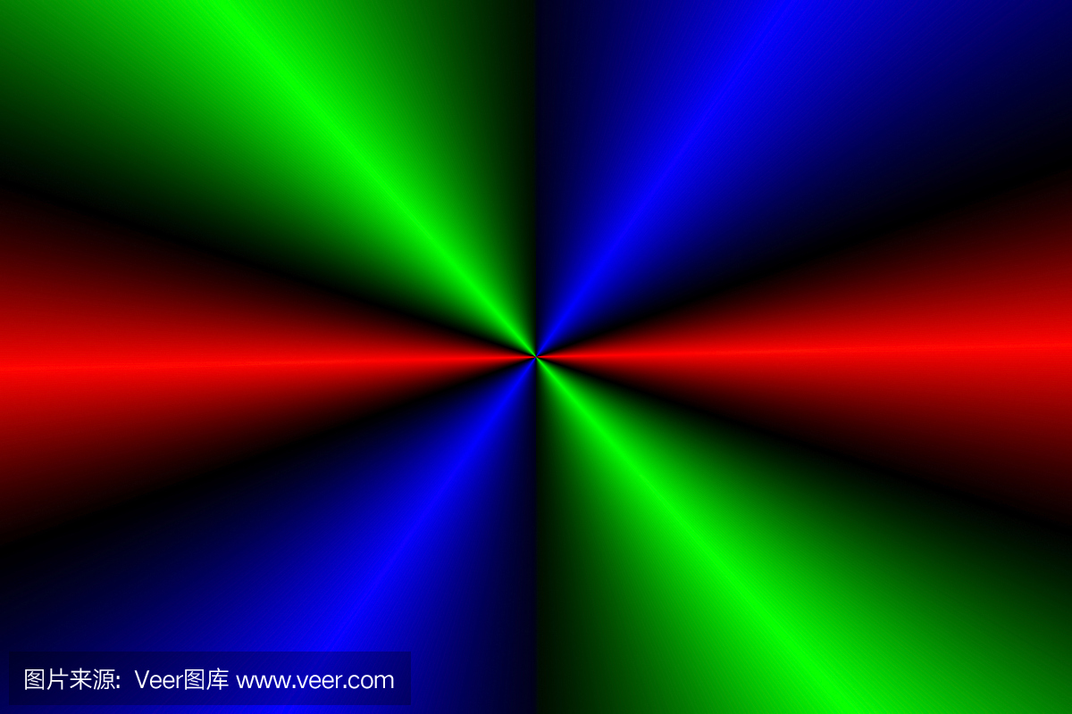 从一个点发射的六种八角形的RGB颜色