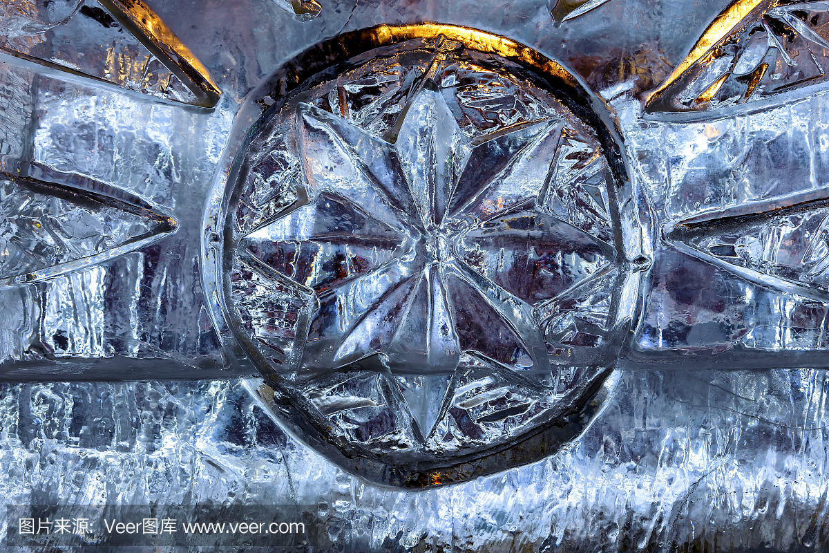 以冰特写镜头上星星的形式装饰