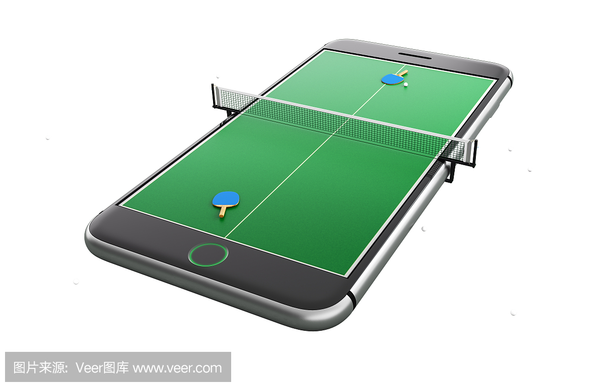 孤立的手机屏幕乒乓游戏概念3d图
