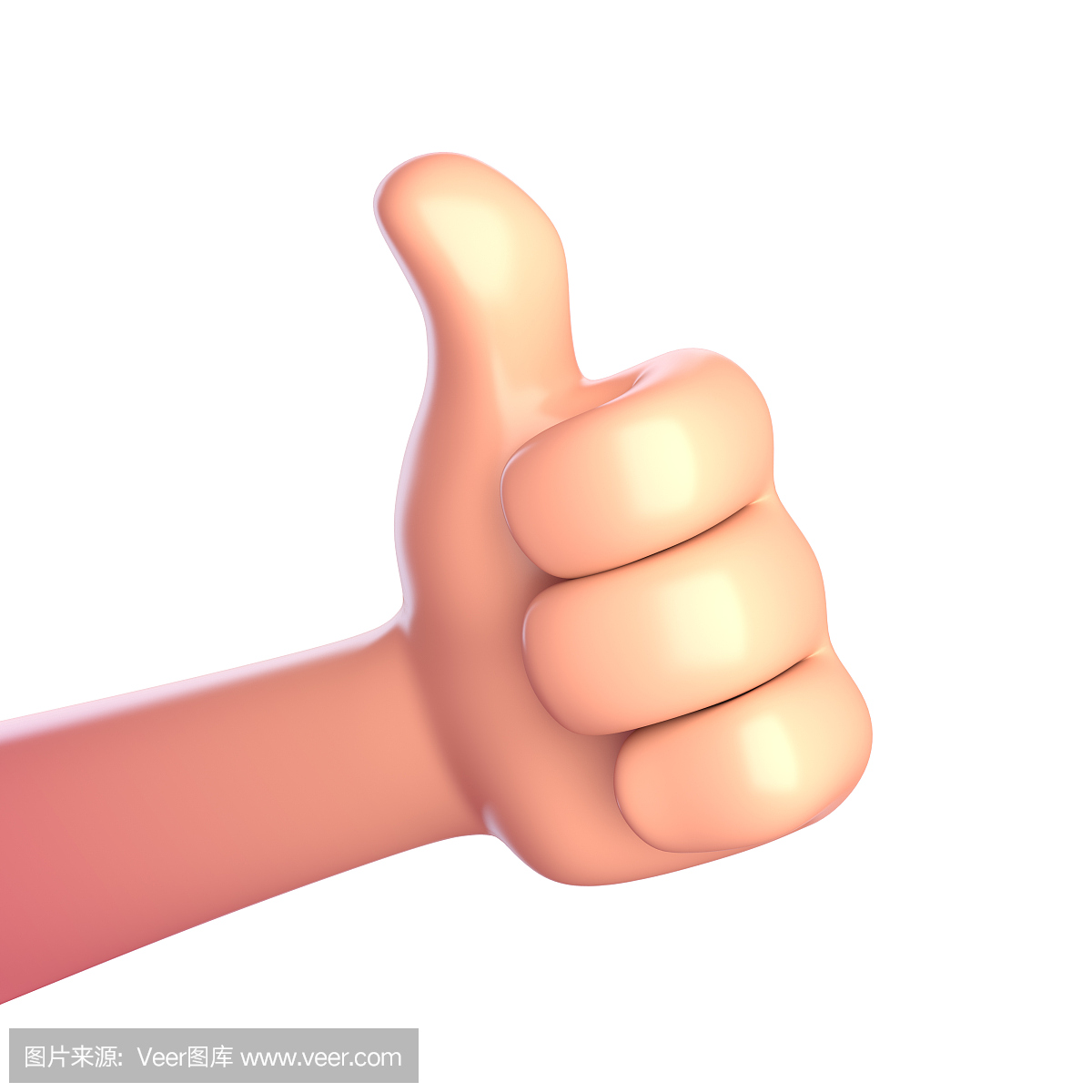 Thumb up cartoon hand. 3d render