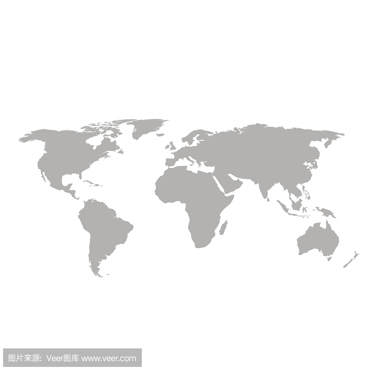 在白色背景上的灰色世界地图