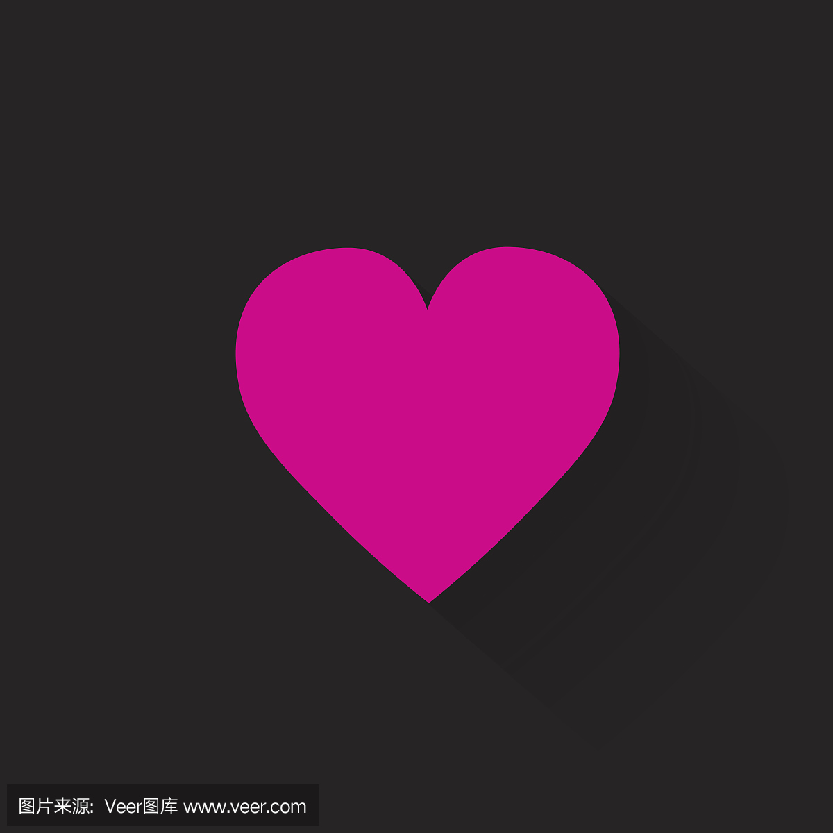 粉红色心形平面图案设计,长影