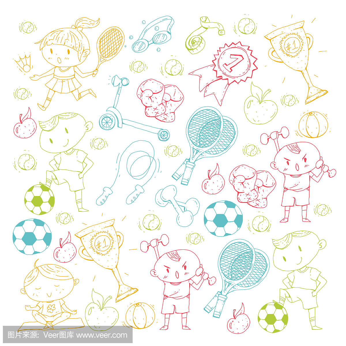 儿童运动。孩子们画画。幼儿园,学校,学院,幼儿