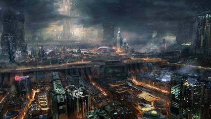 未来城市科幻画桌面壁纸 第2张 1920x1080 桌-129kb
