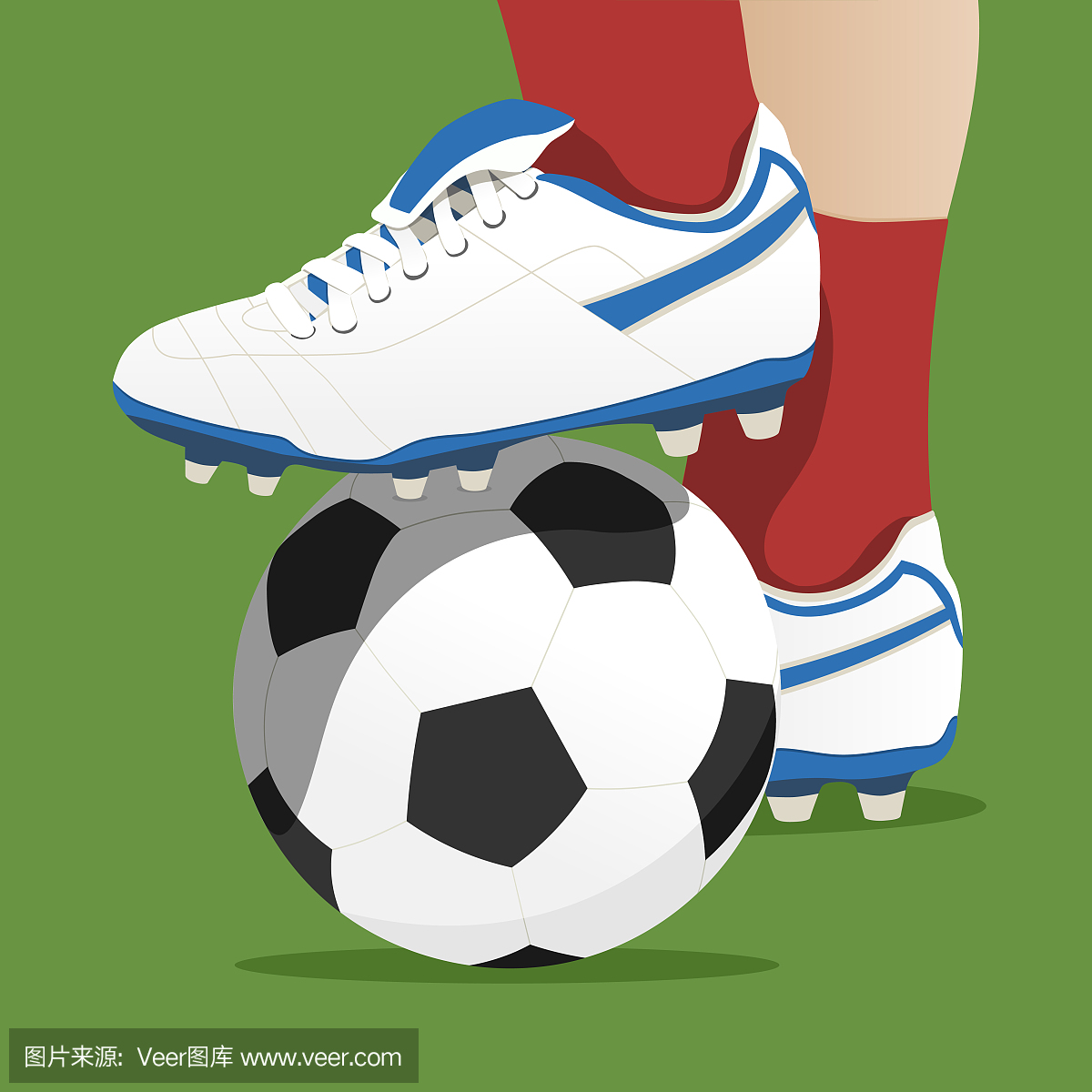 足球运动员在足球比赛中踩着球