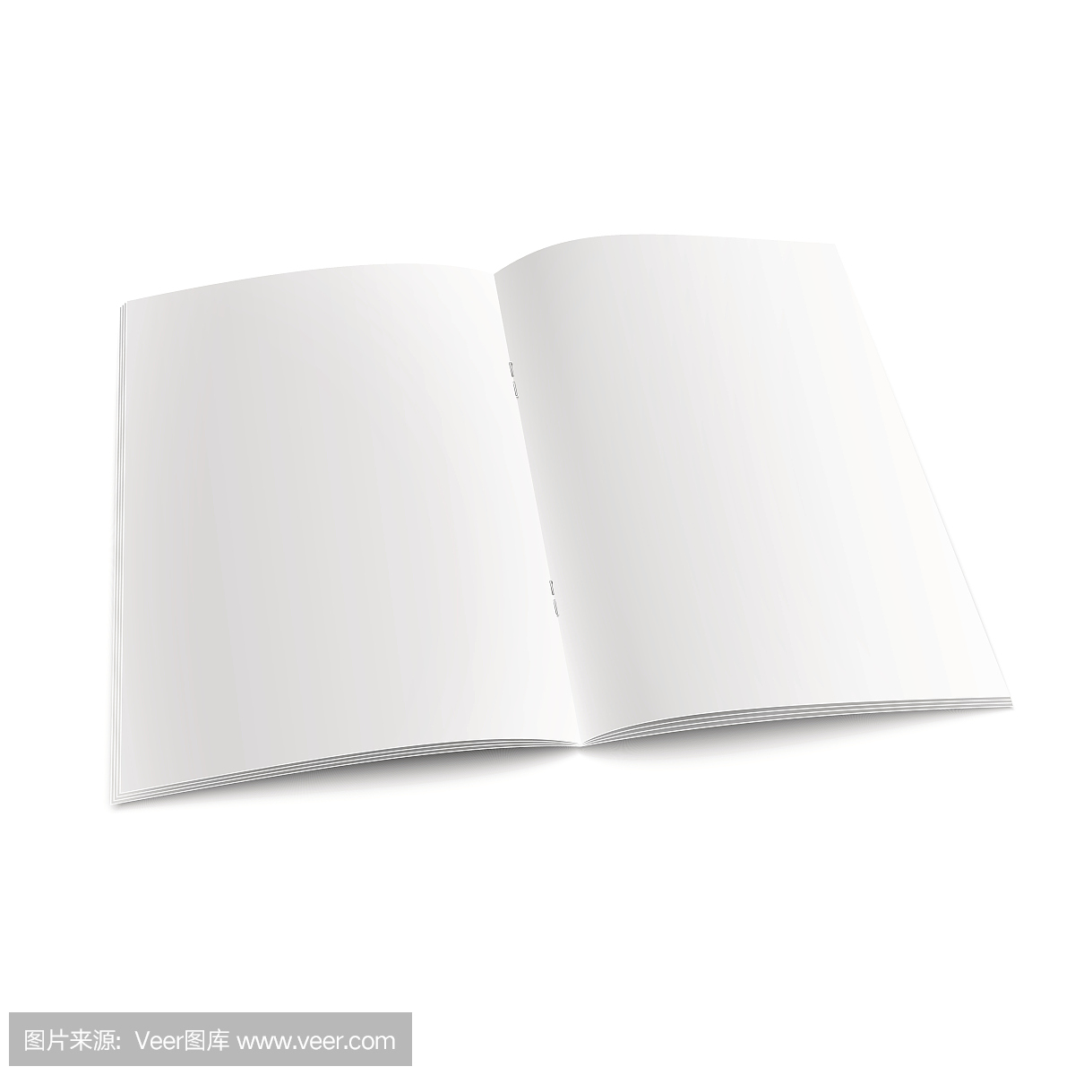 空白的杂志模板与订书钉。