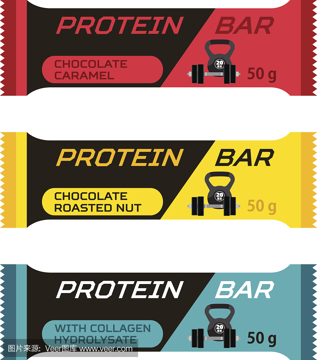 不同的蛋白质酒吧,运动胶原蛋白补充剂。